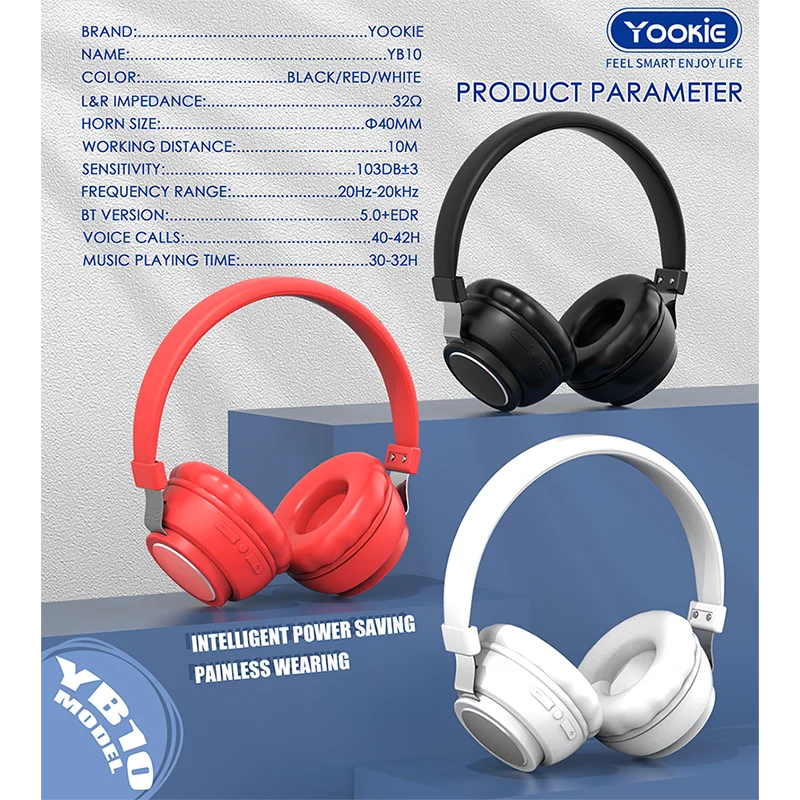 YB10 Yookie Foldable Bt 5.0 Noise Cancelling Headphones